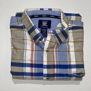 Twenty X Wrangler Shirt Men's 2xlt short sleeve button-up Blue Plaid western